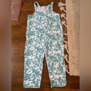 NWOT Colsie Teal and White Tie-Dye Jumpsuit